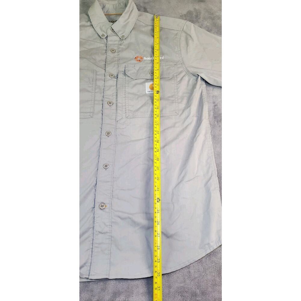 Carhartt Force Ridgefield Men's Sz M Gray Relaxed Fit Short Sleeve Button-Up - Picture 2 of 8